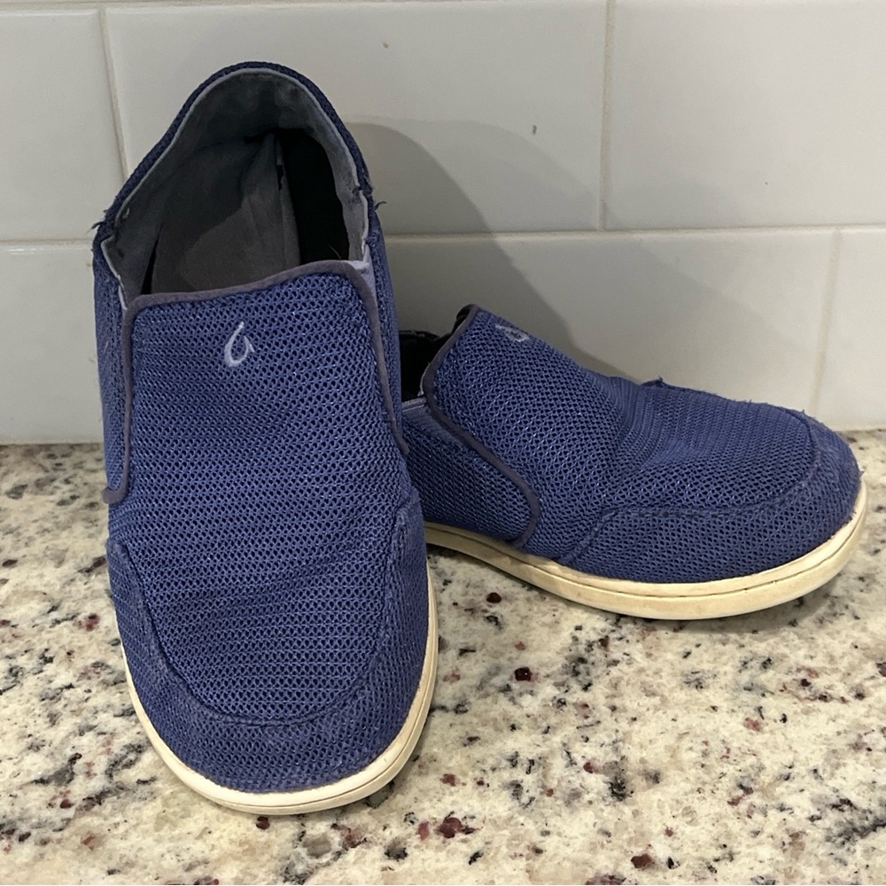 Olukai Nohea Mesh Blue Drop in Heel Slip On Shoes 30126-CGXA Girls Youth Size 1K